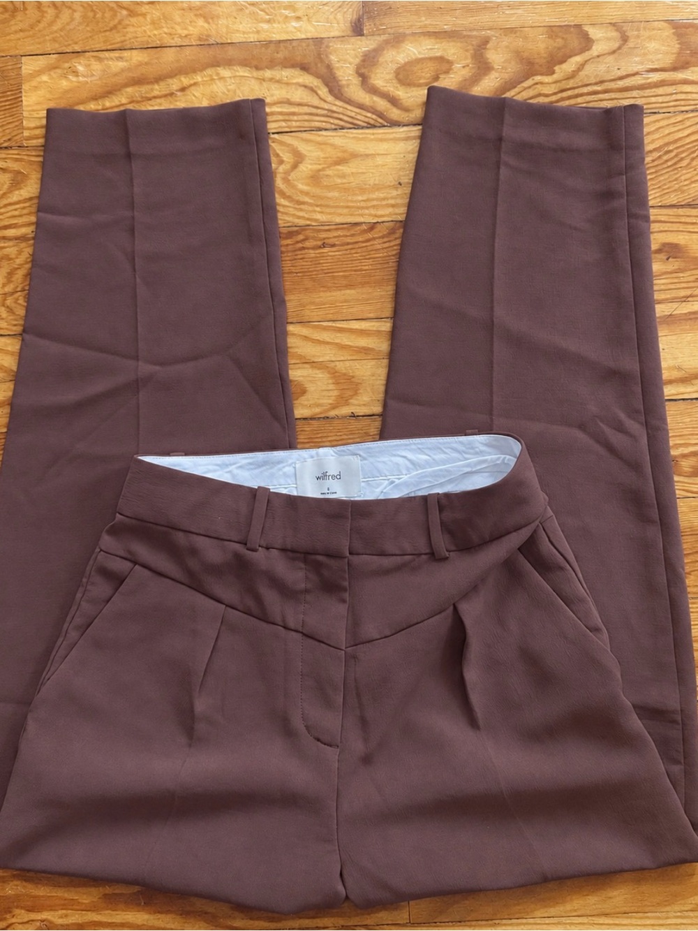 Aritiza Wilfred Brown Tailored High-Waist Pants Crepette material size 6